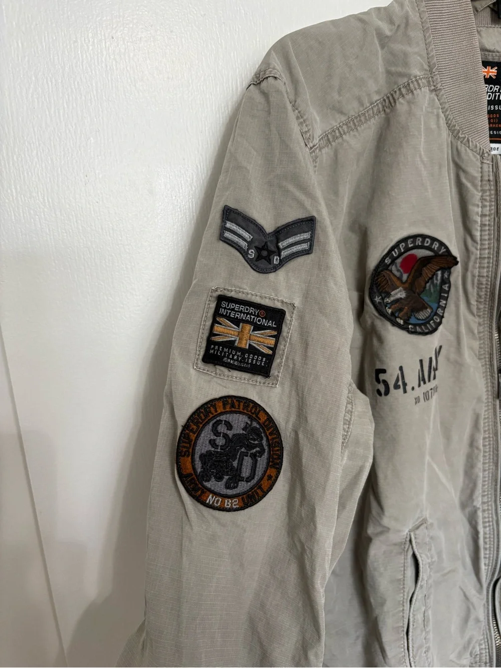 Super dry Rookie Duty Patch Bomber Jacket size L